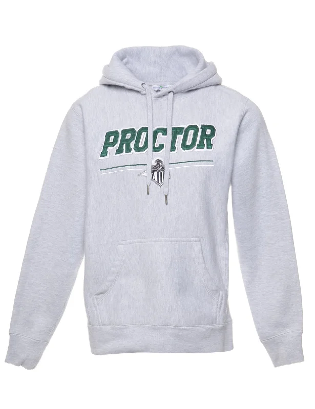 Grey Proctor Printed Hoodie - XS Hoodie with Emblem Brand Identity