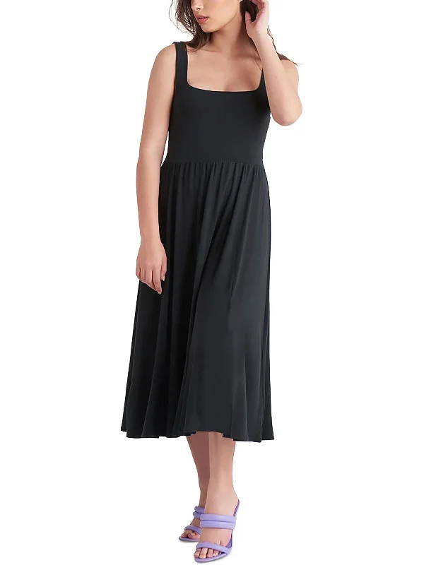 Womens Mid Calf Rayon Midi Dress Tunics Canvas sturdy