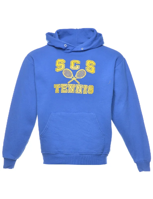 Blue Tennis Printed Hoodie - M Hoodie with Longline Fit Extended Stylish