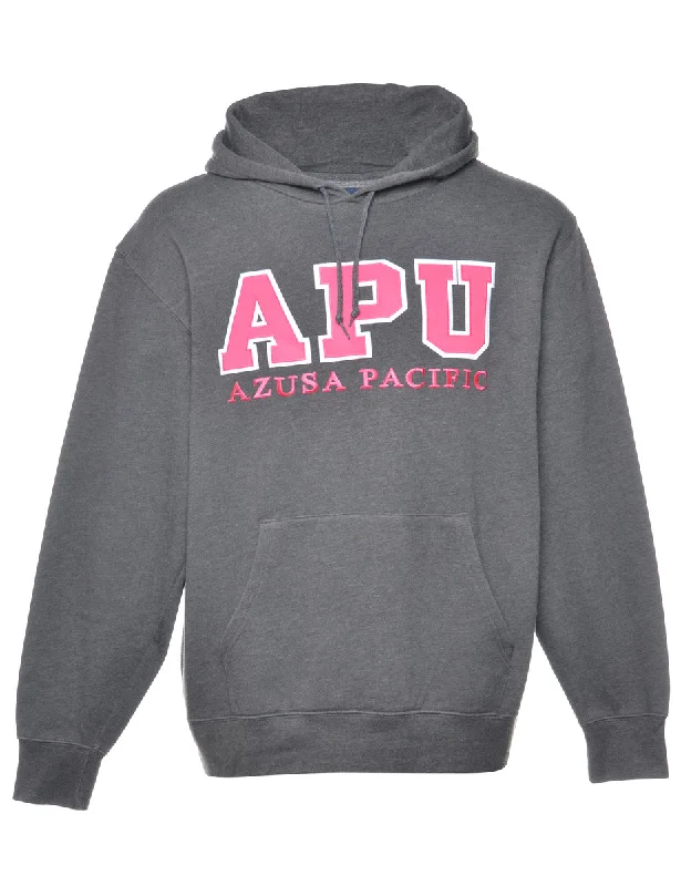 APU Azusa Pacific Printed Hoodie - L Hoodie with Hem Detail Decorative Unique
