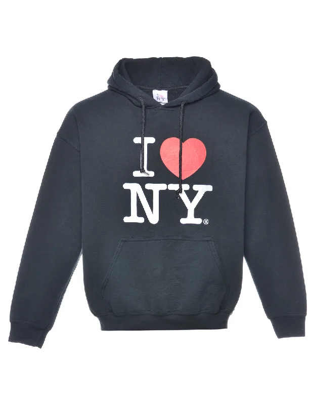 Black Printed Hoodie - M Hoodie with Oversized Fit Loose Comfortable