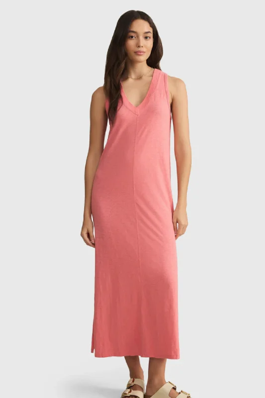 Z Supply: Palisades Midi Dress in Sunset Pink Tunics Seasonal trendy