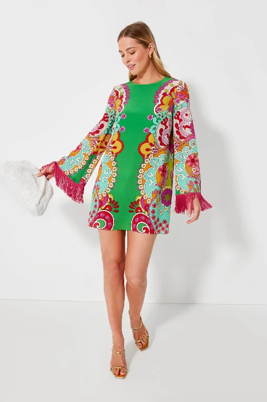 Unicorn Green Cocoa Crepe Dress Cowl Neckline Elegant