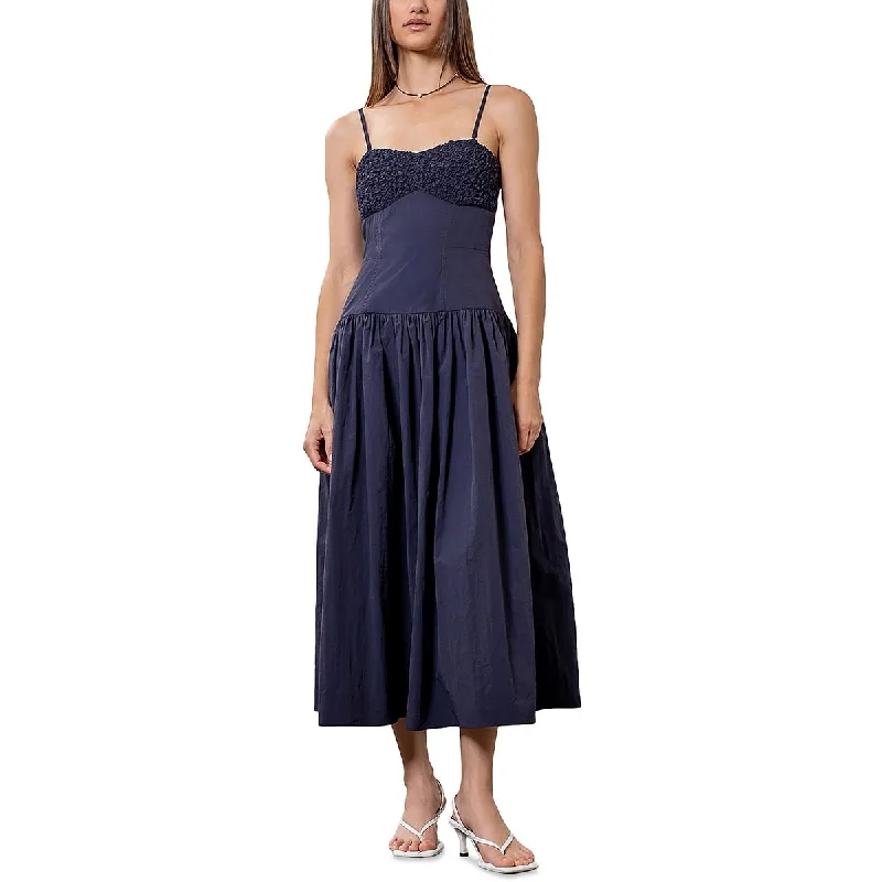 Womens Strapless A-Line Midi Dress Elegant Long Evening