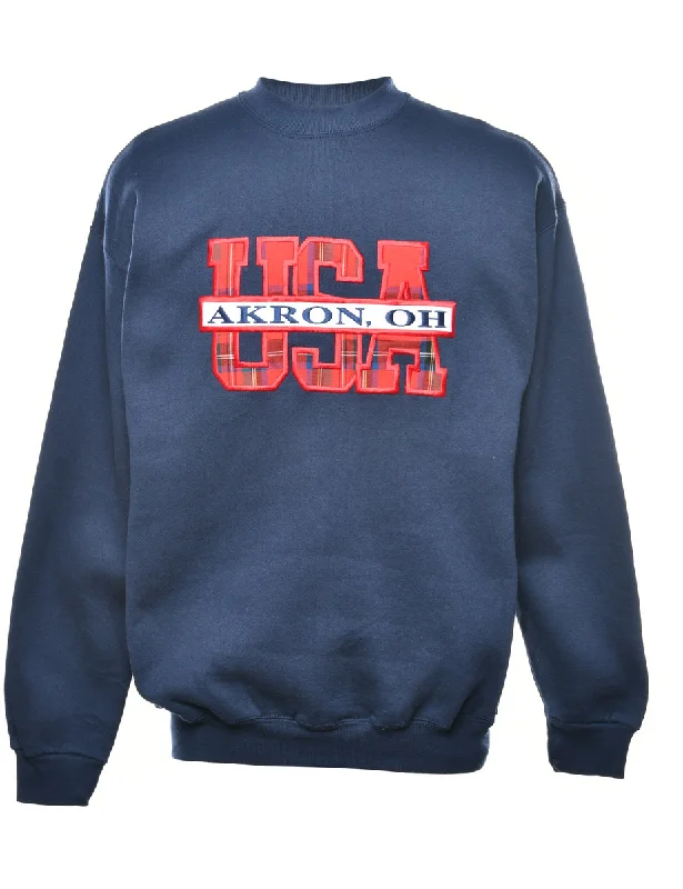 USA Printed Sweatshirt - L Hoodie with Lace Feminine Delicate
