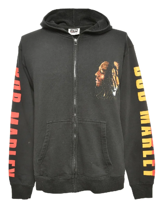 Bob Marely Printed Hoodie - L Cotton Hoodie Fleece Lining Warmth