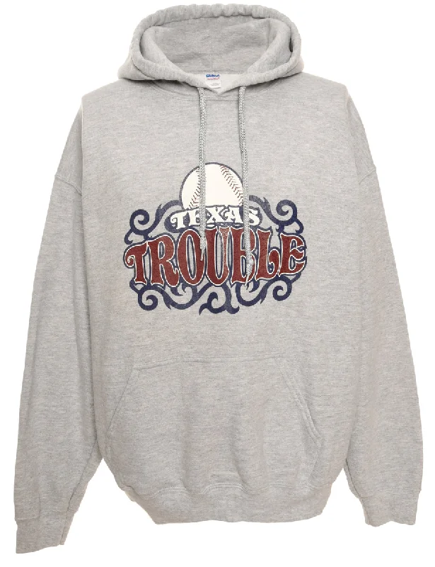 Texas Trouble Grey Hooded Sports Hoodie  - M Hoodie with Slim Fit Tailored Modern