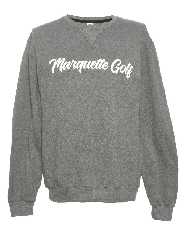 Fruit of the Loom Printed Sweatshirt - M Hoodie with Snap Buttons Easy Quick