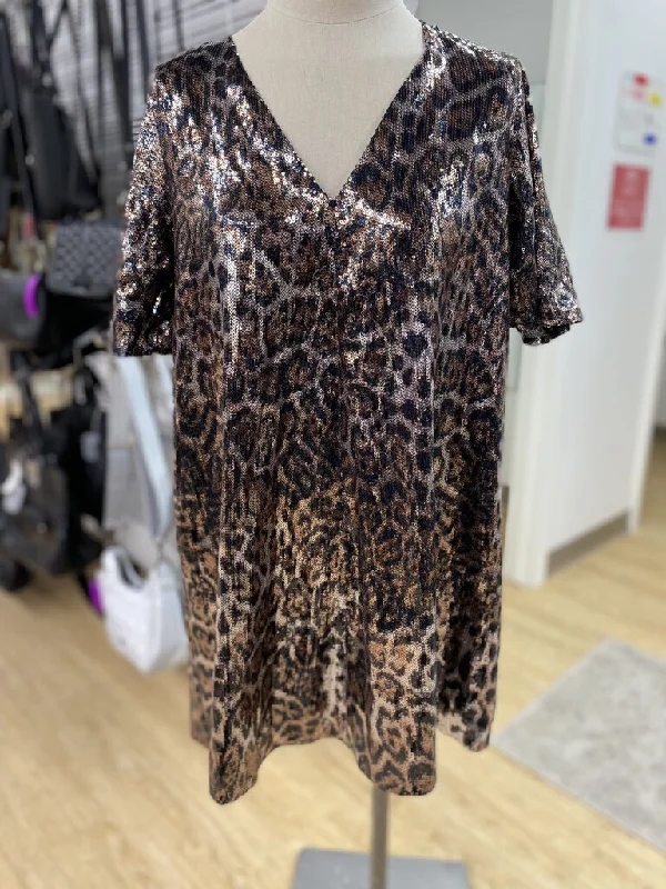 Zara animal print sequin dress S Shift Classic Vintage