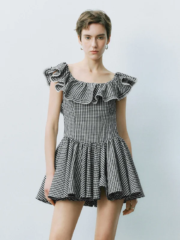 Checkered Skater Dresses Tunics Silk luxurious