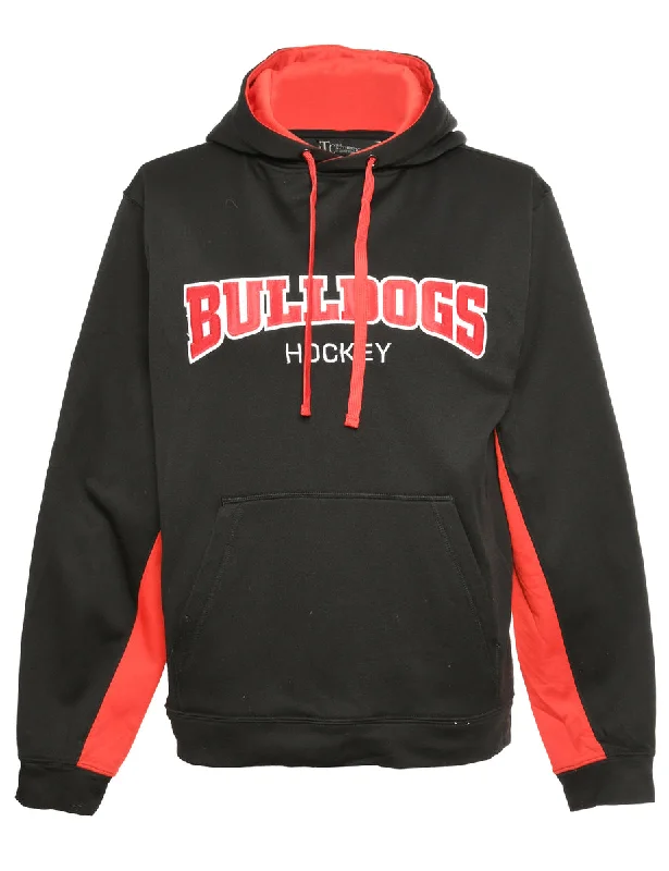 Bulldog Hooded Sports Sweatshirt - M Hoodie with Ribbed Neckline Snug Warm