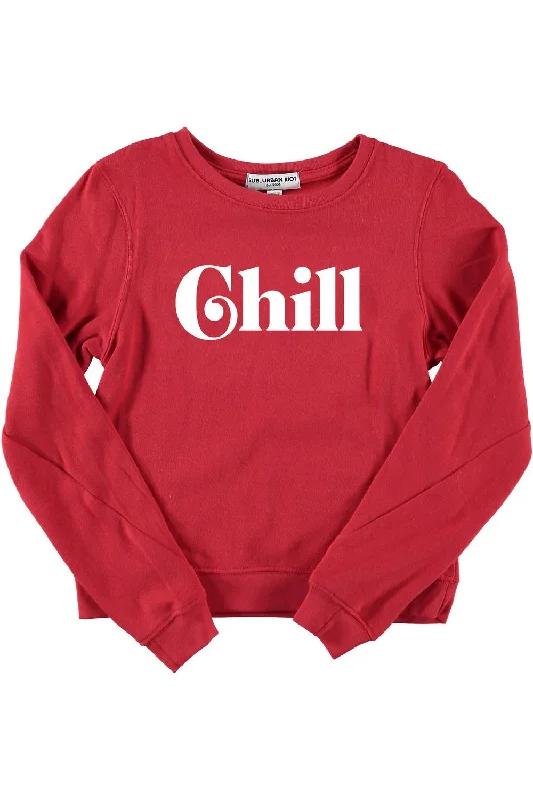Chill Sweatshirt in Cherry Hoodie with Elastic Waist Stretchable Comfortable