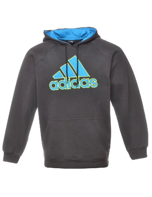 Adidas Embroidered Sweatshirt - S Hoodie with Button Placket Classic Preppy