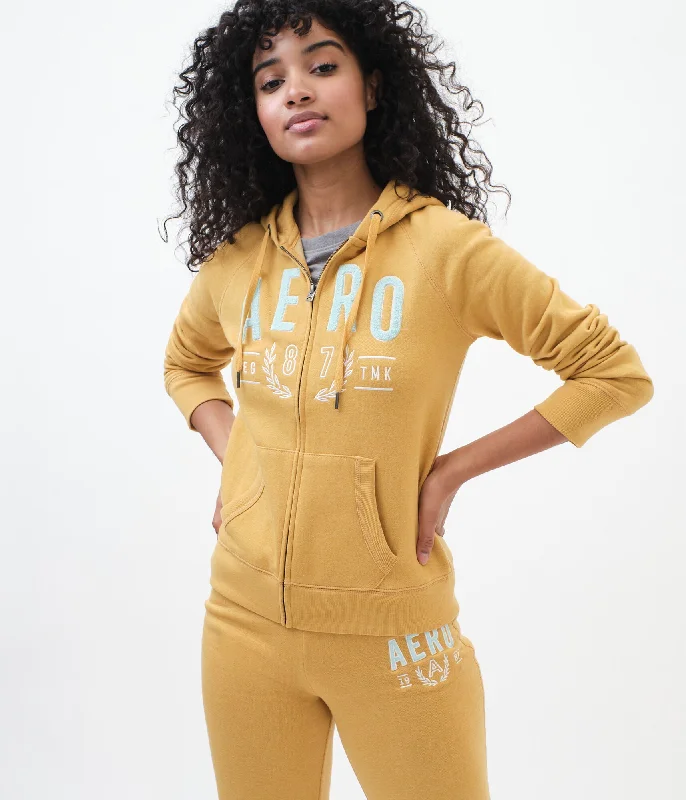 Aeropostale Chenille Aero 87 Full-Zip Hoodie Hoodie with Turtle Neck Cozy Winter