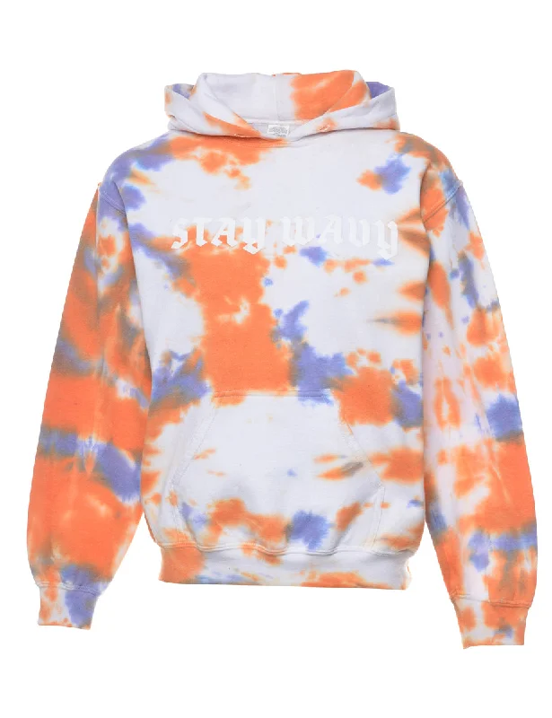 Tie-dye Stay Wavy Hoodie - S Graphic Hoodie Design Print
