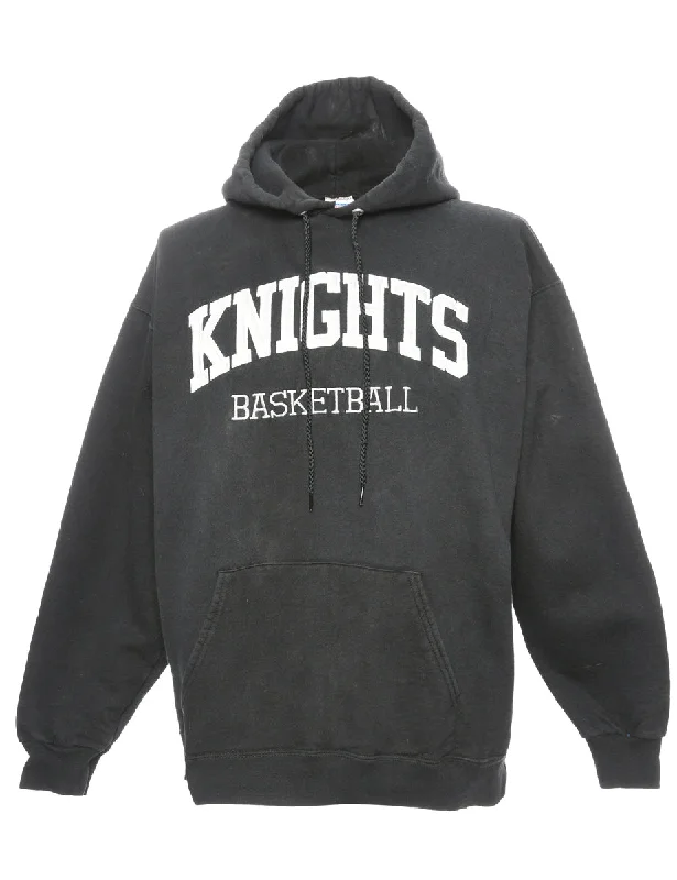Basketball Printed Black Hoodie - L Hoodie with Magnetic Closure Innovative Modern
