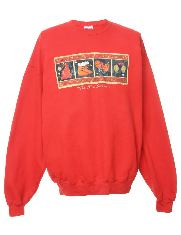Festive Season Christmas Sweatshirt - L Hoodie with Pastel Soft Subtle