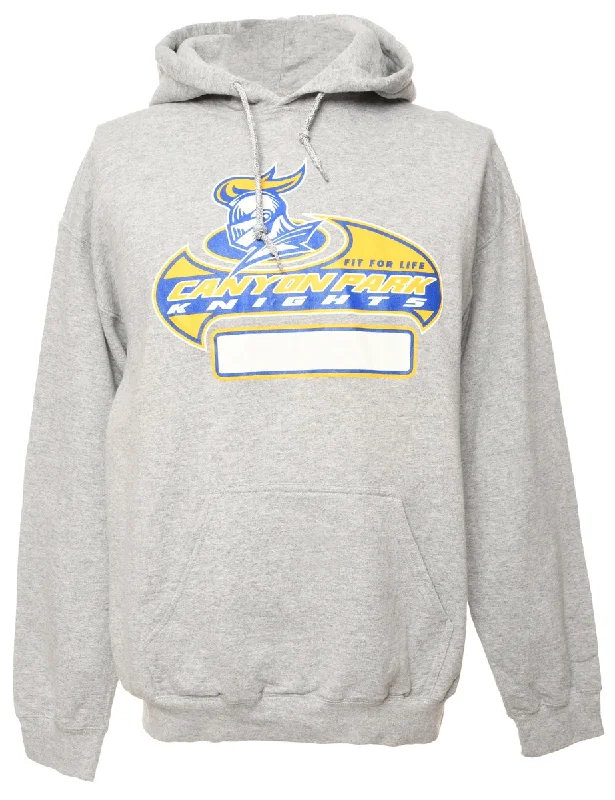 Grey Canyon Park Printed Hoodie - M Hoodie with V-Neck Classic Versatile