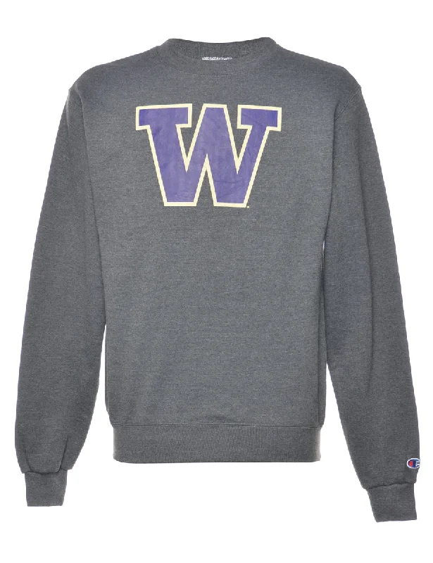 Champion W Printed Sweatshirt - S Hoodie with Set-In Sleeves Structured Classic