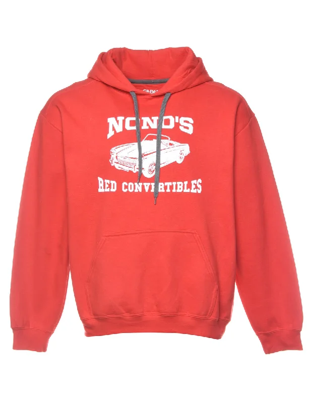 Nonno's Red Convertibles Printed Hoodie - L Hoodie with Side Slits Relaxed Casual