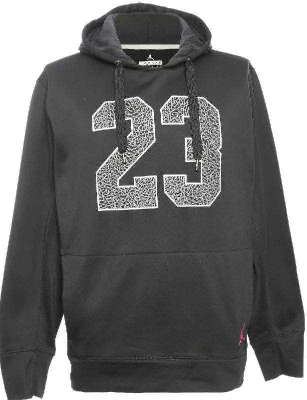 Black Air Jordan Printed Hoodie - XL Hoodie with Logo Branding Identity