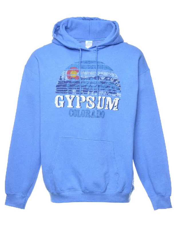 Blue Gypsum Colorado Printed Hoodie - XL Hoodie with Zipper Versatile Modern