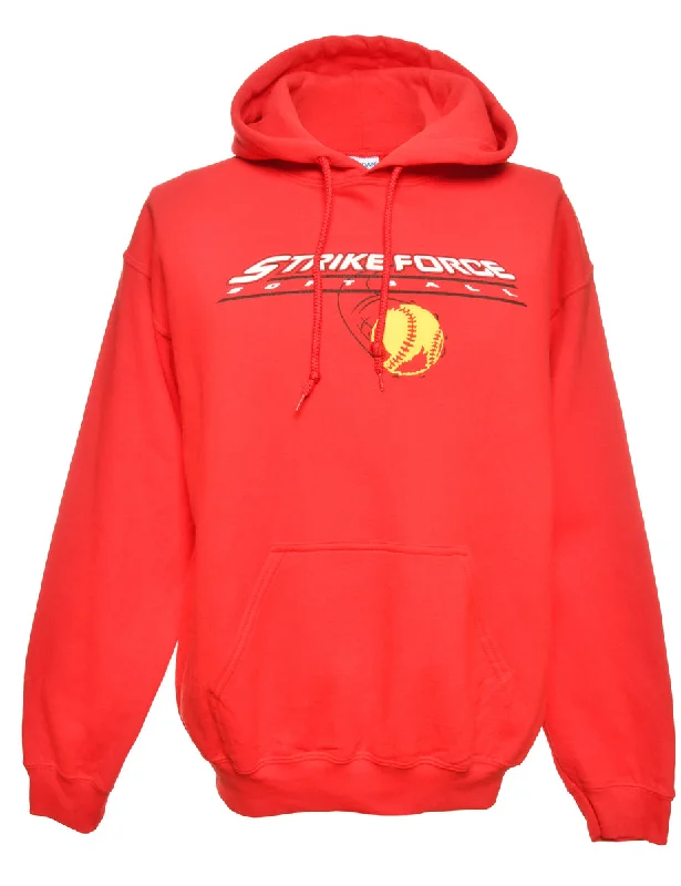 Strikeforce Softball Hooded Sports Sweatshirt - L Hoodie with Drawstring Waist Adjustable Fitted