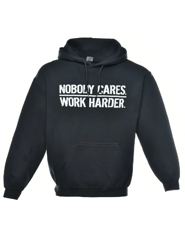 Nobody Cares Work Harder Printed Hoodie - M Hoodie with Mesh Breathable Sporty