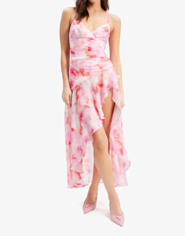 Sorella Printed Mini Dress In Pink Tie Dye Tunic Top Casual