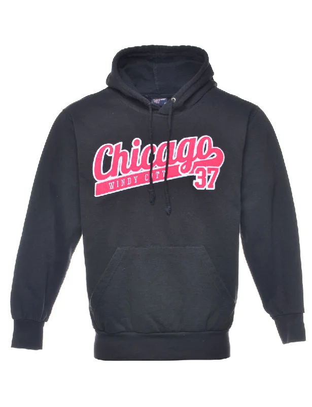 Black Chicago Windy City 37 Printed Hoodie - S Hoodie with Logo Branding Identity