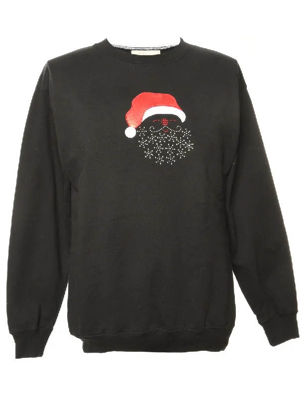 Father Christmas Sweatshirt - L Hoodie with Earth Tones Natural Calm