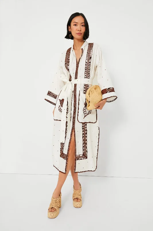 Antique White and Chocolate Embroidered Tulip Dress Tunics Modern contemporary