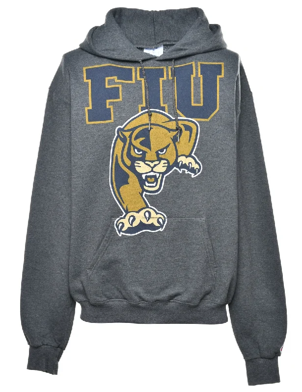 Champion FIU Printed Hoodie - M Hoodie with Hem Detail Decorative Unique