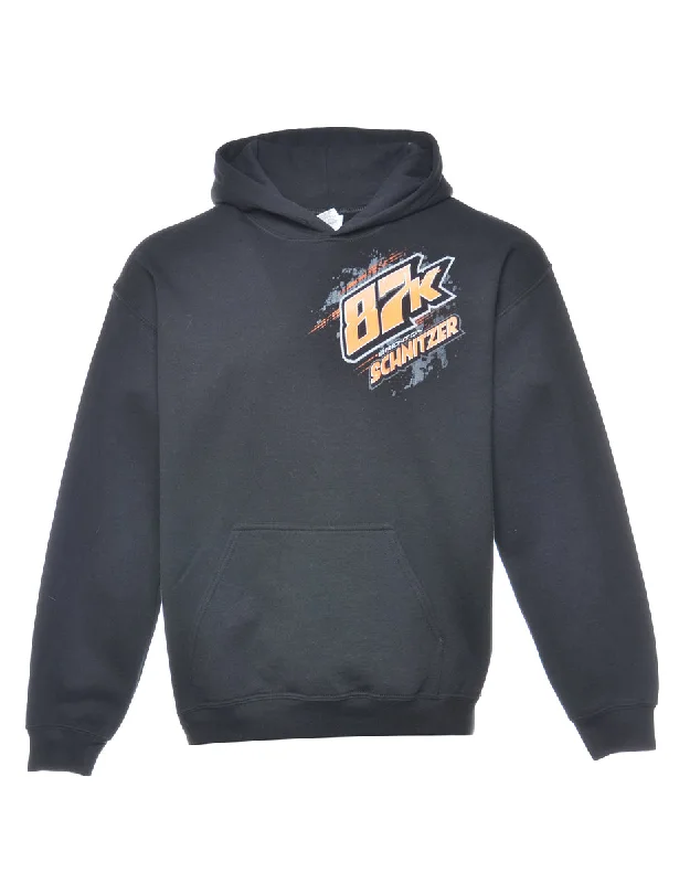 Black Schnitzer Printed Hoodie - M Hoodie with Double Zipper Versatile Adjustable