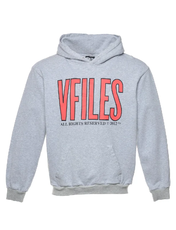 Grey Vfiles Printed Hoodie - S Hoodie with Longline Fit Extended Stylish