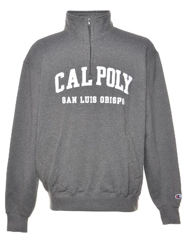 Champion Calpoly Printed Sweatshirt - L Hoodie with Embroidery Detailed Premium