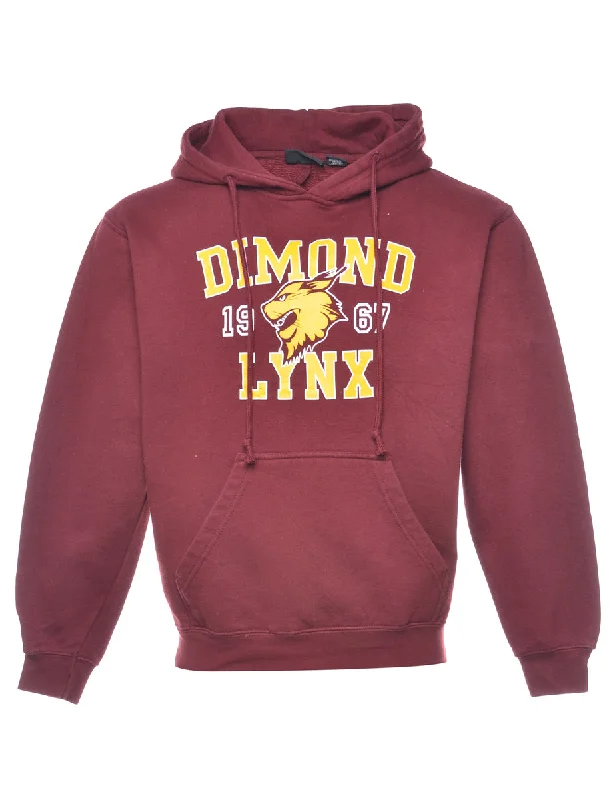 Burgundy Animal Hoodie - XS Hoodie with Illustration Artistic Creative