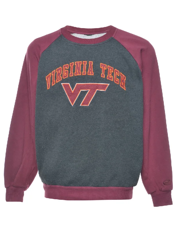 Virginia Tech Printed Sweatshirt - S Hoodie with Drawcord Adjustable Secure