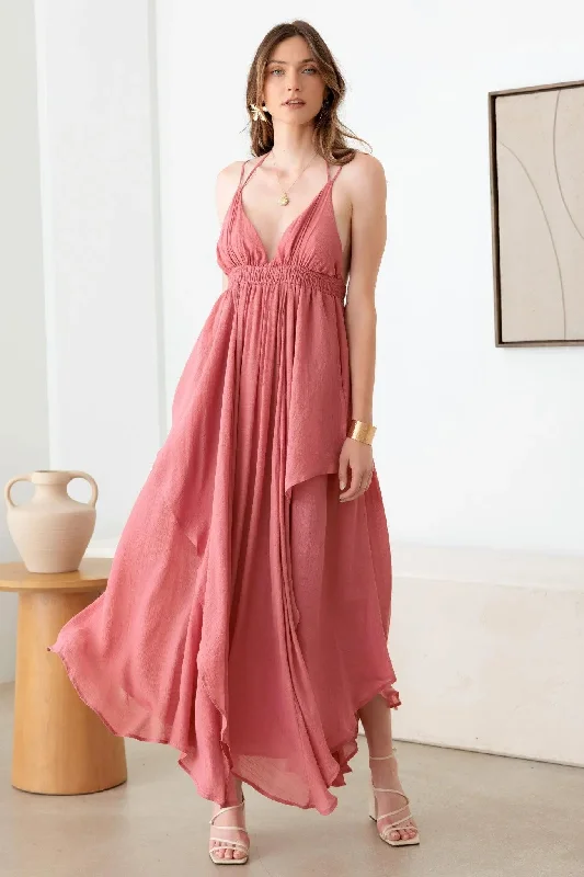 Tassel Fringe Strap Cutout Maxi Dress Tunics Sophisticated sleek