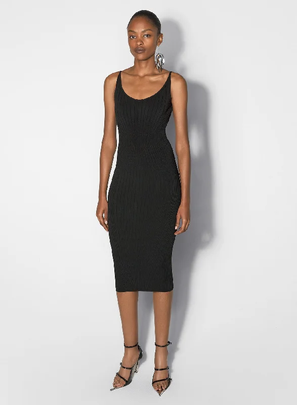 black sculpting knit dress Halter Neckline Beach