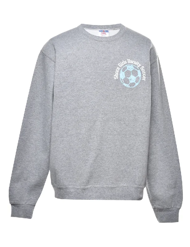 Soccer Printed Sweatshirt - M Hoodie with High Neck Warm Protective