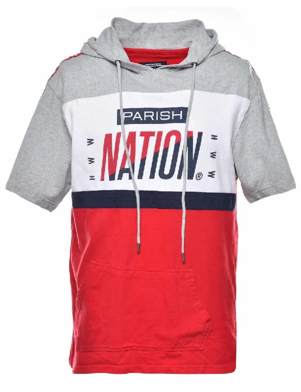 Parish Nation Printed Hoodie - M Hoodie with Color Block Contrast Stylish