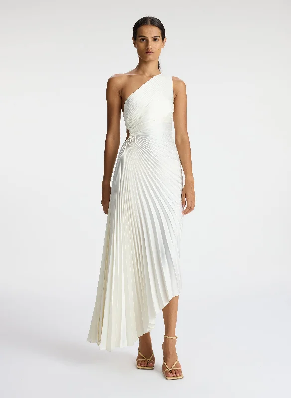 Delfina Satin Pleated Dress Elegant Long Evening