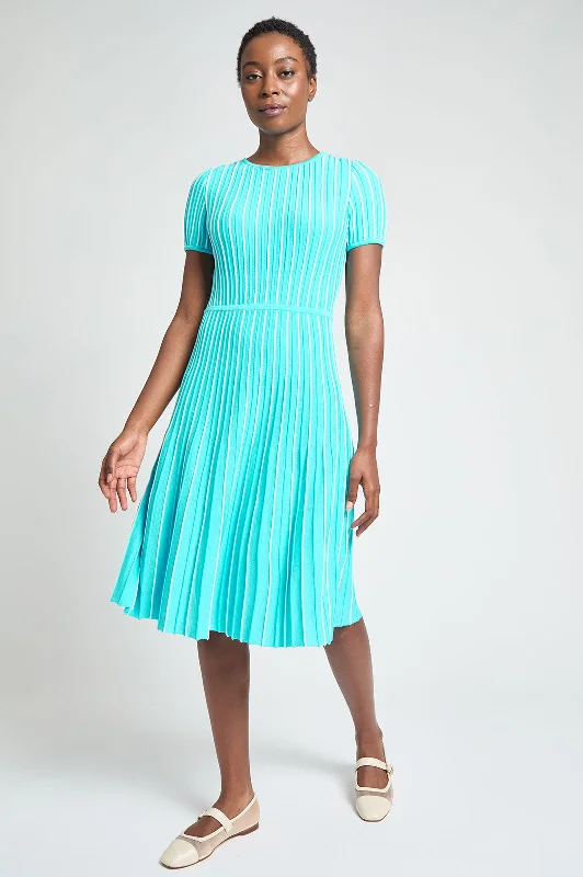 Modern Fit Jewel Neck Striped Flare Soft Knit Dress Tunics Bridal satin