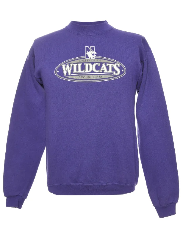 Puma Wildcats Purple Sports Sweatshirt - M Hoodie with Hem Ribbing Snug Secure