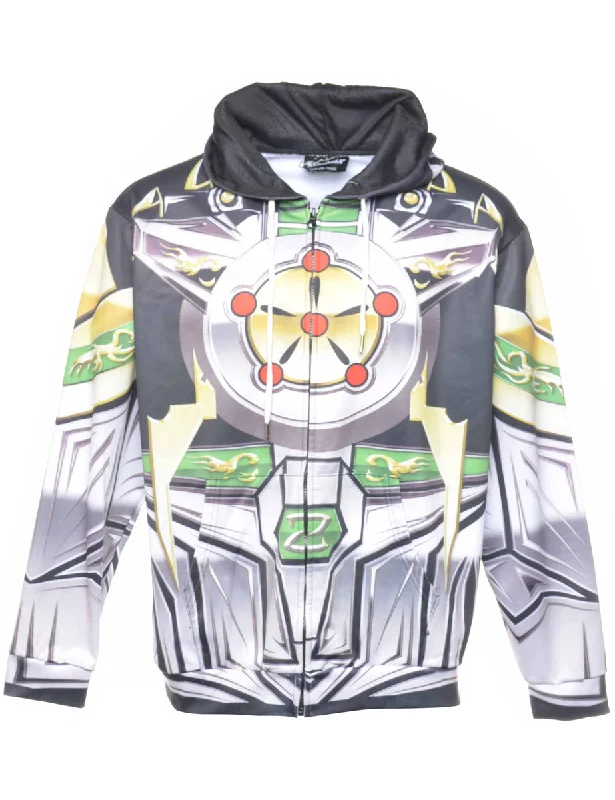 Printed Hoodie - XXL Hoodie with Sequins Glamorous Eye-catching