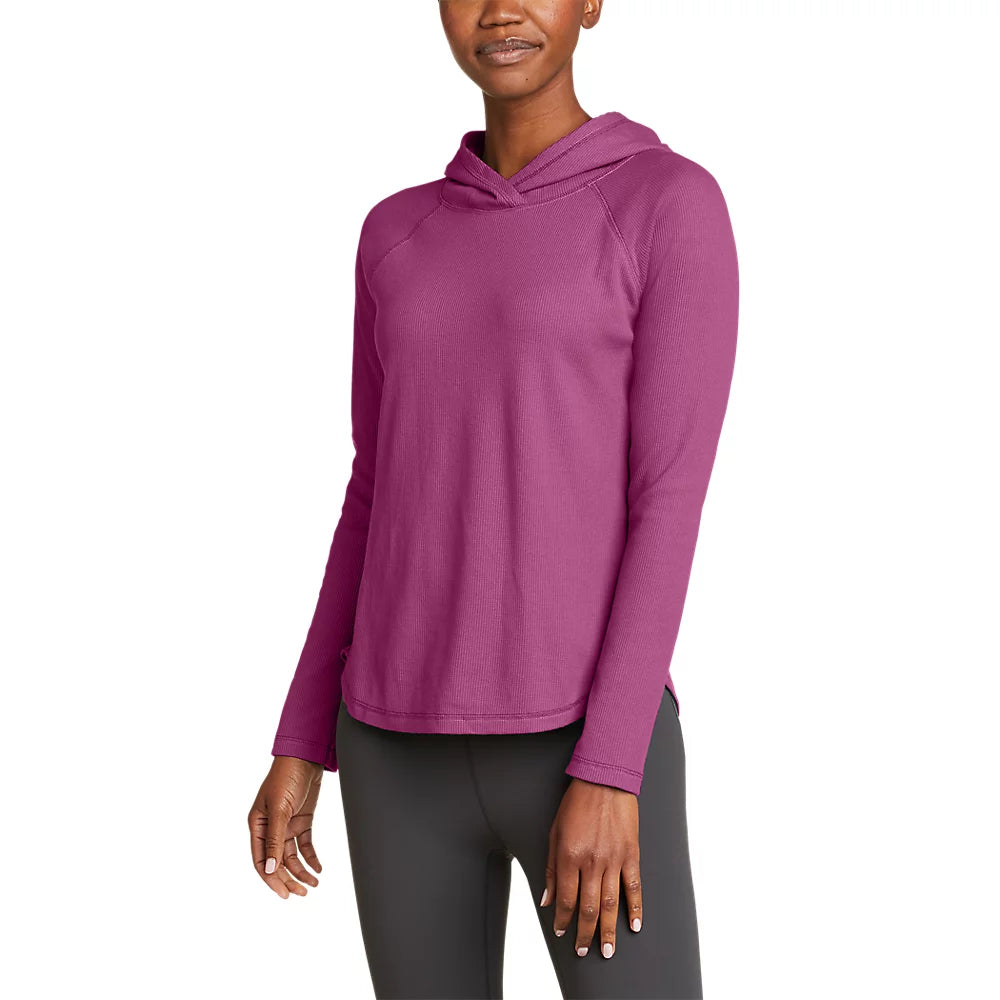 Women's Thermal Hoodie Hoodie with Hem Raw Edge Edgy Unfinished