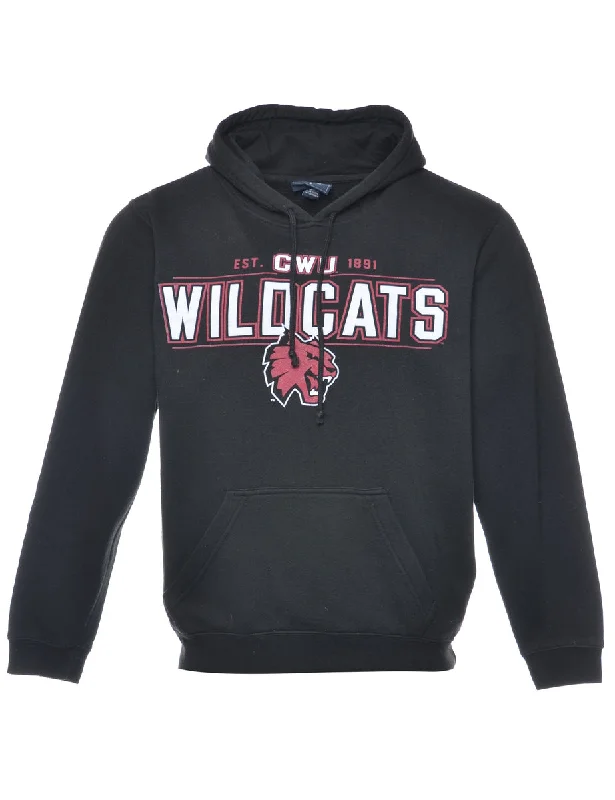 CWU Wildcats Printed Hoodie - S Hoodie with Hem Elastic Stretchable Comfortable