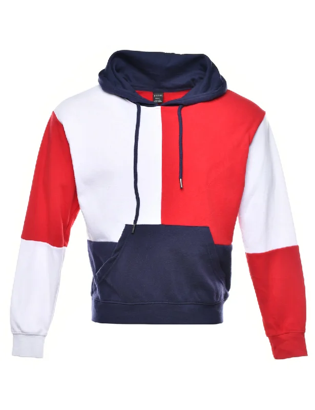 Colour Block Printed Hoodie - S Hoodie with Tie-Dye Psychedelic Retro