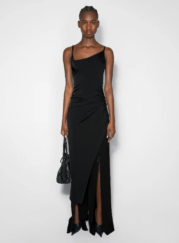 black asymetrical buckled strap dress Tunics Running lightweight